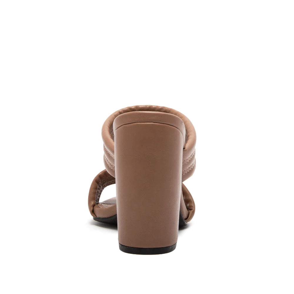 Boxed heel out toe ladies sandal