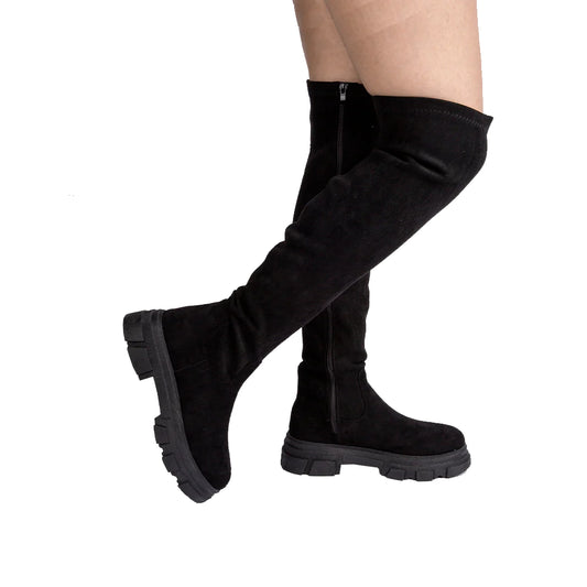 Knee high stretch ladies boots