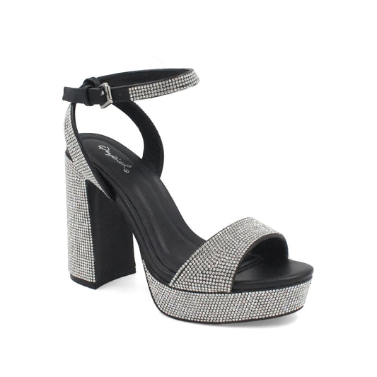 Strapped Ankle Rhinestone box heel